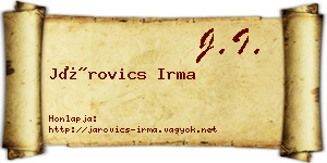 Járovics Irma névjegykártya