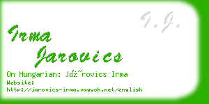 irma jarovics business card